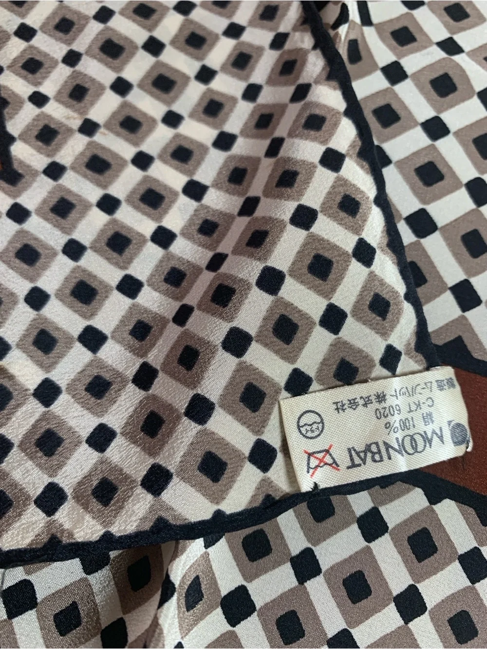 Givenchy Geometric Silk Scarf in Brown, Black & Cream